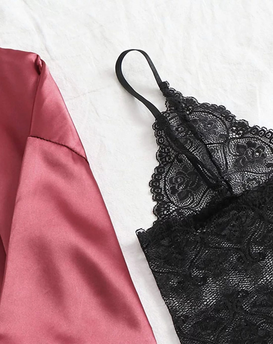 Sexy Lingerie, Sexy Lingerie for Women, Womens Summer Pajamas Pjs Sets of 4 Pcs with Floral Lace Top Shorts and Robe, Gift for Women, Pink, L
